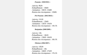 HORAIRES DU TOURNOI DE BORGO :