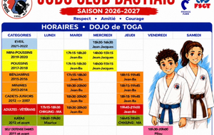 HORAIRES DU DOJO DE TOGA :