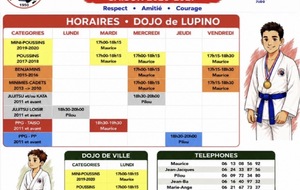 HORAIRES DES DOJOS DE LUPINO &amp; VILLE :