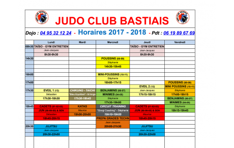 Nouveaux Horaires 2017-2018 :