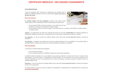PLUS DE CERTIFICAT MÉDICAL POIR LES MINEURS :