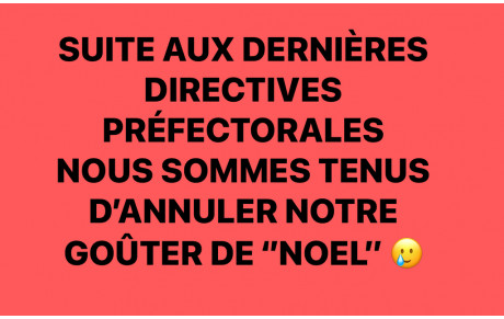 PAS DE GOÛTER DE NOEL ENCORE CETTE ANNÉE :
