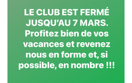 VACANCES D’HIVER :