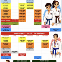 HORAIRES DE LA PROCHAINE SAISON :